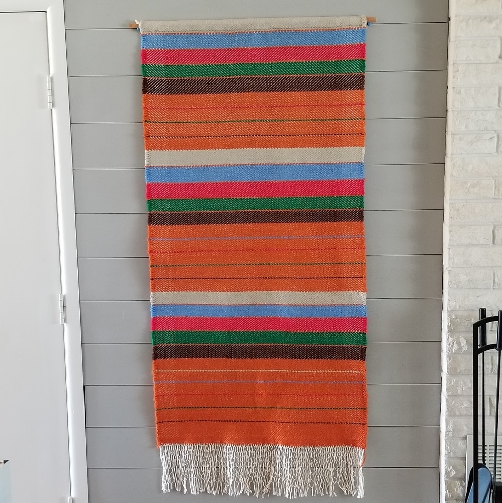Vintage 70s hand woven tapestry wall hanging
